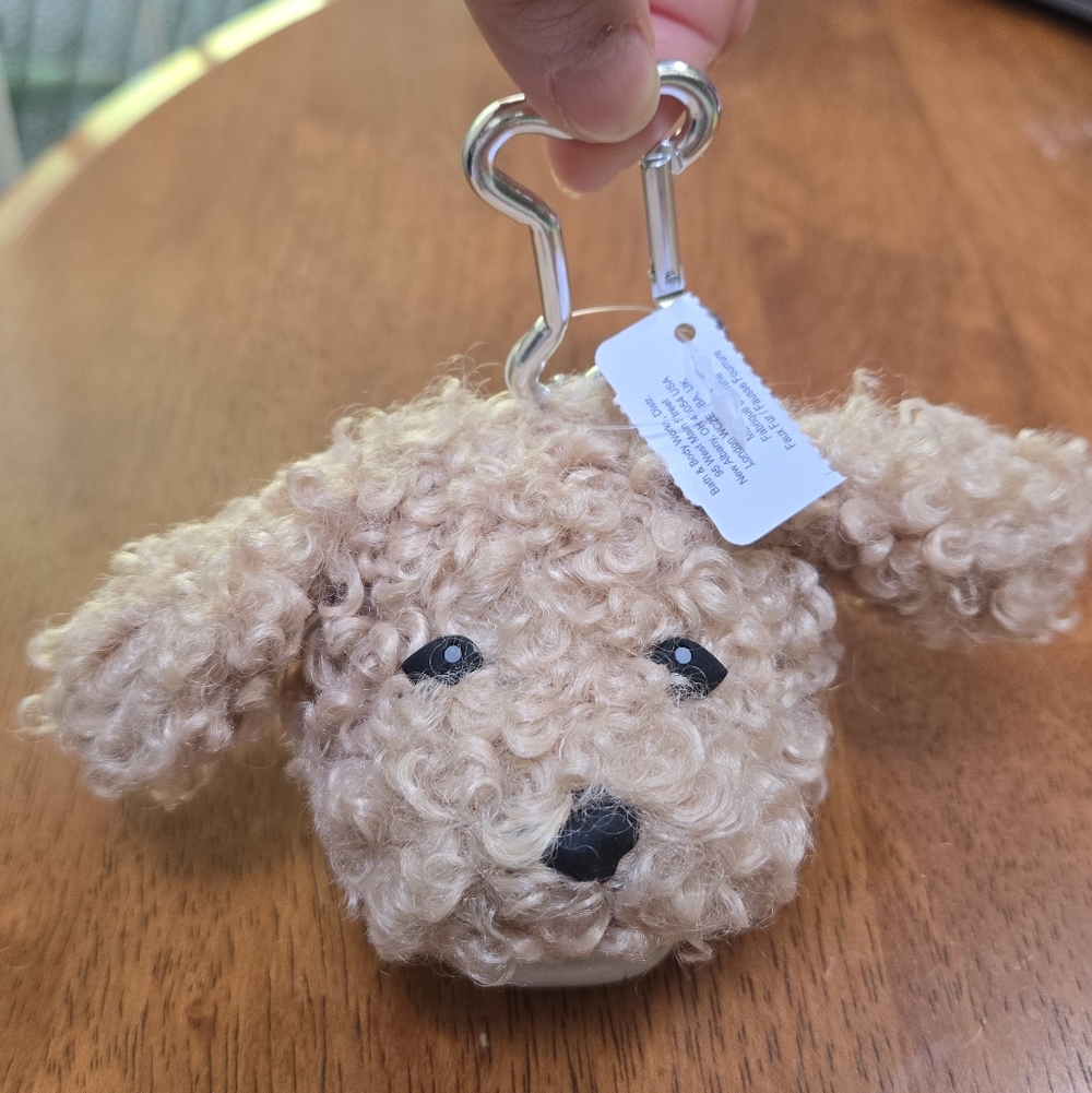 NWT BBW Golden Doodle Pup Pocketbac Holder Keychain + 1 Free Hand Sanitizer